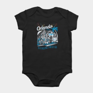 Orlando Florida is calling I must go Theme Park Vintage Retro Design Baby Bodysuit